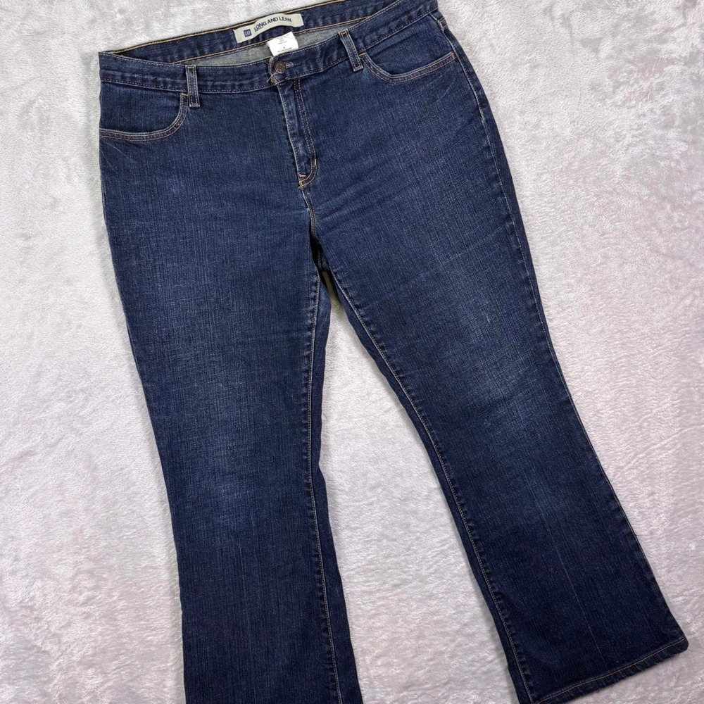 Gap Women Jeans Size 14 Dark Wash Long and‎ Lean Stretch Bootcut Denim Casual